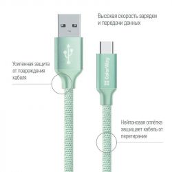  ColorWay USB-USB Type-C, 1 Mint (CW-CBUC003-MT) -  2