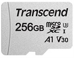 Карта памяти MicroSDXC 256GB UHS-I/U3 Class 10 Transcend 300S A1 R95/W45MB/s 4K + SD-adapter (TS256GUSD300S-A) - Картинка 1