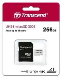 Карта памяти MicroSDXC 256GB UHS-I/U3 Class 10 Transcend 300S A1 R95/W45MB/s 4K + SD-adapter (TS256GUSD300S-A) - Картинка 2