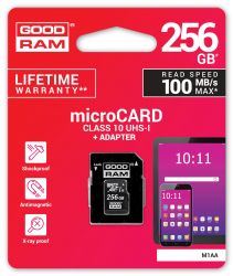   MicroSDXC 256GB UHS-I Class 10 Goodram + SD-adapter (M1AA-2560R12) -  4