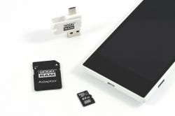   MicroSDXC  64GB UHS-I Class 10 GOODRAM + SD-adapter + OTG Card reader (M1A4-0640R12) -  2