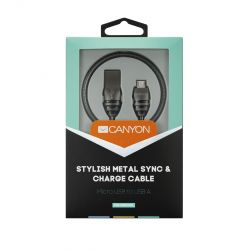Кабель Micro USB Canyon Stylish Metal Sync & Charge Micro-USB Dark Gray 1m (CNS-USBM5DG) - Картинка 3