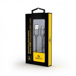 Кабель Cablexpert (CC-USB2S-AMmBM-2M-BG) USB 2.0 A - microUSB, преміум, 2м, сірий - Картинка 2