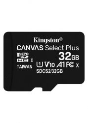  ' Kingston 32GB microSDHC class 10 UHS-I A1 (R-100MB/s) Canvas (SDCS2/32GBSP)