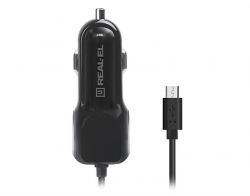 Автомобільний зарядний пристрій REAL-EL CA-15 (2USB, 2.1A) Black + кабель microUSB - Картинка 3