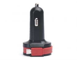 Автомобільний зарядний пристрій REAL-EL CA-35 (3USBx3.4A) Black/Orange + кабель microUSB - Картинка 2