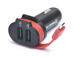 Автомобільний зарядний пристрій REAL-EL CA-35 (3USBx3.4A) Black/Orange + кабель microUSB - Картинка 3