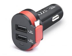 Автомобільний зарядний пристрій REAL-EL CA-35 (3USBx3.4A) Black/Orange + кабель microUSB - Картинка 4