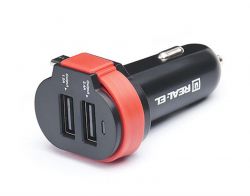 Автомобільний зарядний пристрій REAL-EL CA-35 (3USBx3.4A) Black/Orange + кабель microUSB - Картинка 6