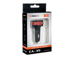 Автомобільний зарядний пристрій REAL-EL CA-35 (3USBx3.4A) Black/Orange + кабель microUSB - Картинка 7