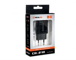 Мережевий зарядний пристрій REAL-EL CH-210 (2USB, 2.1A) Black - Картинка 7