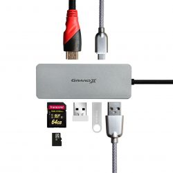  USB 3.1 Type-C Grand-X PD harging HDMI/3USB/Type-C/OTG/CR (SG-512) -  6