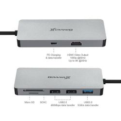  USB 3.1 Type-C Grand-X PD harging HDMI/3USB/Type-C/OTG/CR (SG-512) -  8