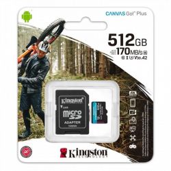   MicroSDXC  512GB UHS-I/U3 Class 10 Kingston Canvas Go! Plus R170/W90MB/s+ SD- (SDCG3/512GB) -  3