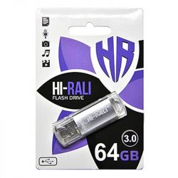 USB 3.0 Flash Drive 64Gb Hi-Rali Rocket series Silver / HI-64GB3VCSL