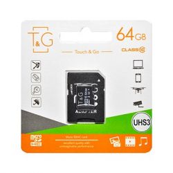 MicroSDHC  64GB UHS-I U3 Class 10 T&G + SD-adapter (TG-64GBSDU3CL10-01)