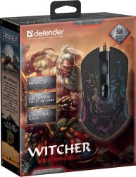  Defender Witcher GM-990 RGB, Black, USB, , 1200/1600/2400/3200 dpi, 6  , RGB-,  , 1.5  (52990) -  4