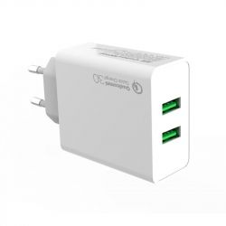    ColorWay, White, 2xUSB, 2.4A, Quick Charge (CW-CHS017Q-WT) -  2