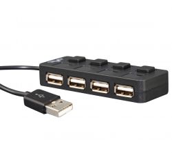 Концентратор USB 2.0 Frime FH-20010 Black, 4 порти