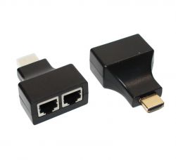  Voltronic HDMI - 2RJ-45 (M/F), Black (YT-SCPE HDMI/2P-30m720P/08516)