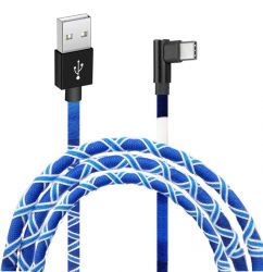  USB 2.0 Type-C - 1.0  Grand-X FC-08WB, , 2,1A, White/Blue, . micro USB