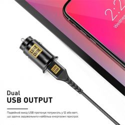 Автомобільний зарядний пристрій Luxe Cube 2USB 12W Black (8886998698496) - Картинка 2