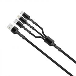   USB 2.0 AM to Lightning + Micro 5P + Type-C 4.0A (20W) ColorWay (CW-CBU3003-GR) -  3