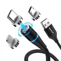  ColorWay USB-Lightning + microUSB + USB-C Magnetic Data/Quick Charge, 2.4, 1, Black (CW-CBUU038-BK) -  2
