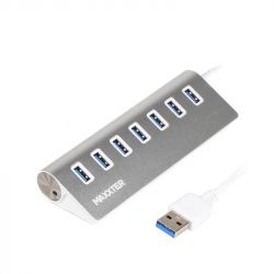  Maxxter USB 3.0 Type-A 7 ports silver (HU3A-7P-01) -  1
