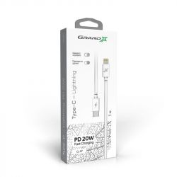  Grand-X USB Type-C - Lightning, Power Delivery, 20W, 1, White (CL-07) -  3