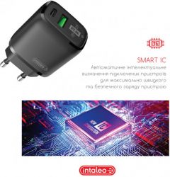 Сетевое зарядное устройство Intaleo TCGQPD220 (2USBx3A) Black (1283126509995) + кабель USB Type С - Картинка 2