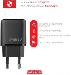 Сетевое зарядное устройство Intaleo TCGQPD220 (2USBx3A) Black (1283126509995) + кабель USB Type С - Картинка 3