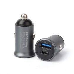   ColorWay 2USB Car (Type-C PD20W + USB QC3.0 ) (38W) Gray (CW-CHA029PD-GR) -  3