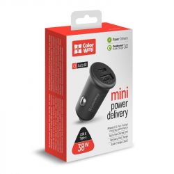   ColorWay 2USB Car (Type-C PD20W + USB QC3.0 ) (38W) Gray (CW-CHA029PD-GR) -  4