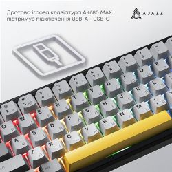 Дротова магнітна клавіатура Ajazz AK680 MAX Magnetic switches Black Gray Yellow (AK680-M-BGY-AW) - Картинка 5