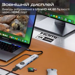 USB-хаб Promate ComandHub-Lite USB Type-C Grey - Картинка 4
