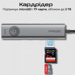 USB-хаб Promate ComandHub-Lite USB Type-C Grey - Картинка 6