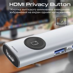 USB-хаб Promate ComandHub-Lite USB Type-C Grey - Картинка 7