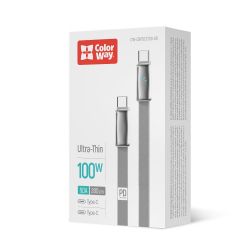 ������ ColorWay USB Type-C - USB Type-C (M/M), ultra-thin, 5�, 1 �, Grey (CW-CBPDCC100-GR) - �������� 4