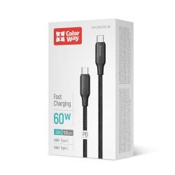 Кабель ColorWay USB Type-C - USB Type-C (M/M), TPE embossed, 3А, 1 м, Black (CW-CBPDCC101-BK) - Картинка 3