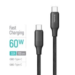 Кабель ColorWay USB Type-C - USB Type-C (M/M), TPE embossed, 3А, 1 м, Black (CW-CBPDCC101-BK) - Картинка 5
