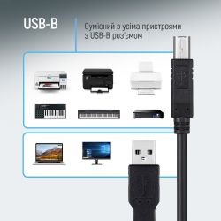 ������ ColorWay USB - USB Type-B V 2.0 (M/M), 3 �, Black (CW-CBUB073-BK) - �������� 4