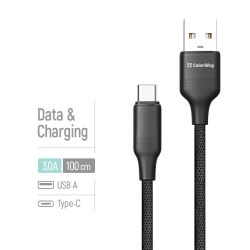 Кабель ColorWay USB - USB Type-C (M/M), TPE embossed, 3А, 1 м, Black (CW-CBUC101-BK) - Картинка 5