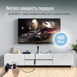 Кабель ColorWay USB - USB V 2.0 (M/F), 1.8 м, Black (CW-CBUF076-BK) - Картинка 4