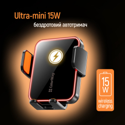 ���������� ��� �������� ColorWay Ultra-mini, Black, ���������� ������� (Qi, 15 ��), � ��������� ����������, ������������ ��������, RGB-����������� � ��������� ������ �������, �� 7.2" (CW-CHAW069Q-BK)