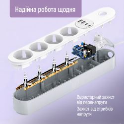 Գ���� �������� ColorWay CW-CHE44PDW 4 �������, 4USB (Type-C PD20W + 3USB QC3.0) (45W), 2 �, White - �������� 2