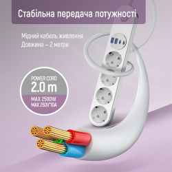 Գ���� �������� ColorWay CW-CHE44PDW 4 �������, 4USB (Type-C PD20W + 3USB QC3.0) (45W), 2 �, White - �������� 5