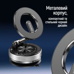 Автотримач для телефону ColorWay Magnetic Car, Black, на вакуумній присосці, магнітне кільце MagSafe, поворот тримача на 360° (CW-CHM21-BK) - Картинка 2