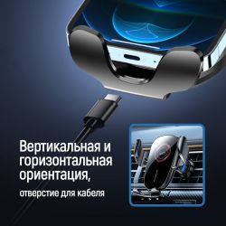 Автотримач для телефону ColorWay ClampSnap, Black, в дефлектор повітроводу, механічний затискач (CW-CHMH19-BK) - Картинка 2