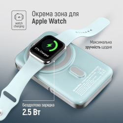 ������������� ��������� ������� ColorWay 15W MagSafe & Watch Wireless 10000mAh Aquamarine (CW-PB100LPA2MT-WPDD) - �������� 10